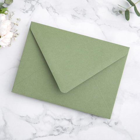 NingsPaper 50 Pieces Sage Green Floral Liner Euro Flap Envelopes for  Wedding Invitation Card
