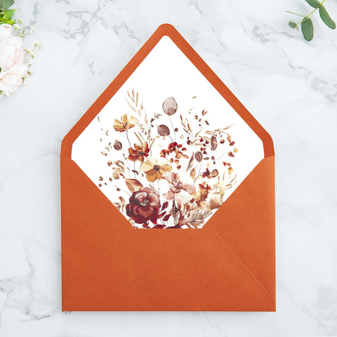 NingsPaper 50 Pieces  A7 Envelopes, Euro Flap Liner 5x7 Burnt Orange Envelopes