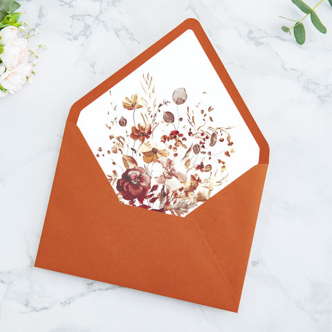 NingsPaper 50 Pieces  A7 Envelopes, Euro Flap Liner 5x7 Burnt Orange Envelopes