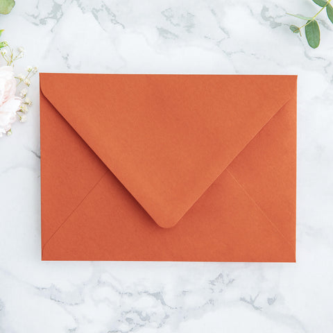 NingsPaper 50 Pieces  A7 Envelopes, Euro Flap Liner 5x7 Burnt Orange Envelopes
