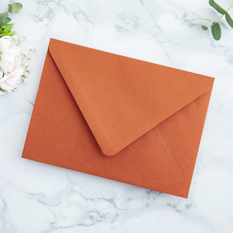 NingsPaper 50 Pieces  A7 Envelopes, Euro Flap Liner 5x7 Burnt Orange Envelopes