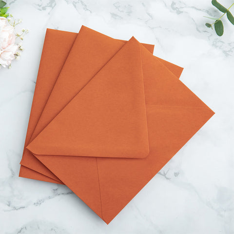 NingsPaper 50 Pieces  A7 Envelopes, Euro Flap Liner 5x7 Burnt Orange Envelopes