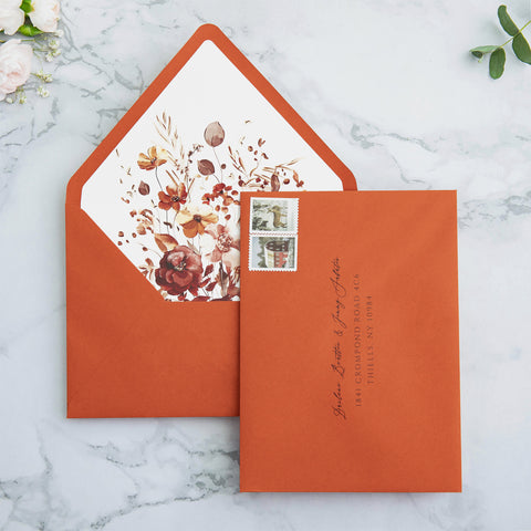 NingsPaper 50 Pieces  A7 Envelopes, Euro Flap Liner 5x7 Burnt Orange Envelopes