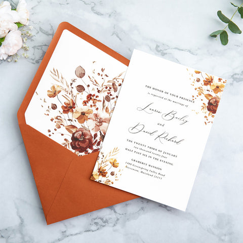 NingsPaper 50 Pieces  A7 Envelopes, Euro Flap Liner 5x7 Burnt Orange Envelopes