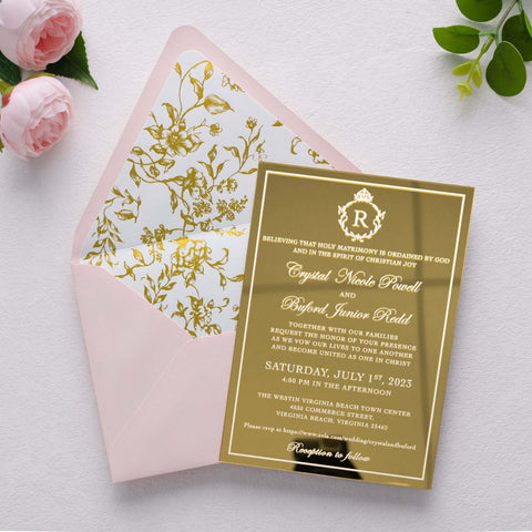 NingsPaper 50 Pieces  A7 Euro Flap Gold Foil Liner Envelopes, 5x7 Blush Pink Envelopes