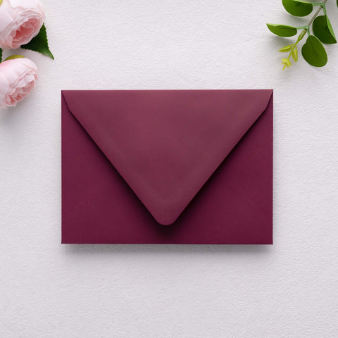 NingsPaper 50 Pieces  A7 Euro Flap Gold Foil Liner Envelopes, 5x7 Burgundy Envelopes