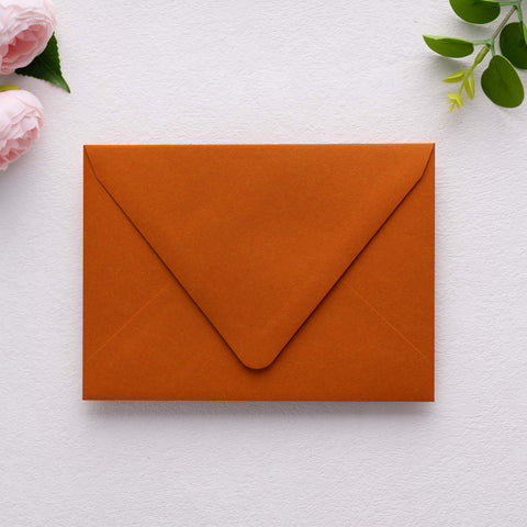 NingsPaper 50 Pieces  A7 Euro Flap Gold Foil Liner Envelopes, 5x7 Burnt Orange Envelopes