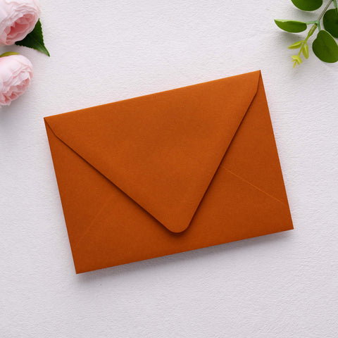 NingsPaper 50 Pieces  A7 Euro Flap Gold Foil Liner Envelopes, 5x7 Burnt Orange Envelopes