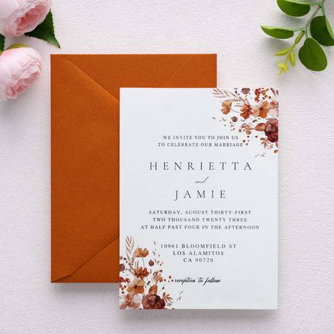 NingsPaper 50 Pieces  A7 Euro Flap Gold Foil Liner Envelopes, 5x7 Burnt Orange Envelopes