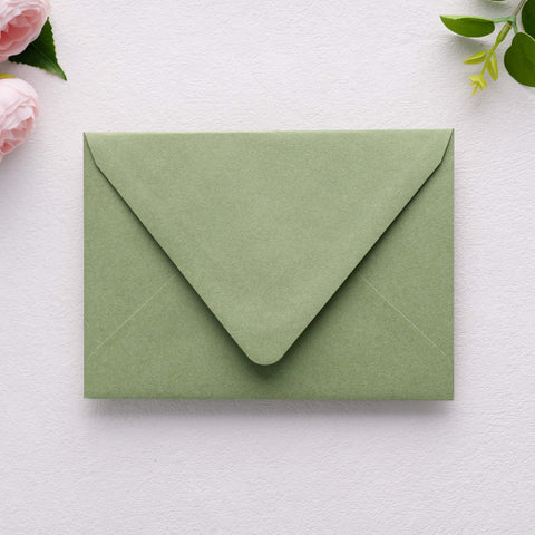 NingsPaper 50 Pieces  A7 Euro Flap Gold Foil Liner Envelopes, 5x7 Sage Green Envelopes