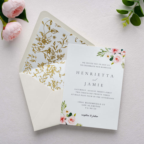 NingsPaper 50 Pieces  A7 Euro Flap Gold Foil Liner Envelopes, 5x7 Ivory Envelopes