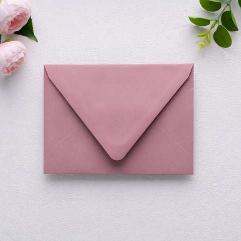 NingsPaper 50 Pieces  A7 Euro Flap Gold Foil Liner Envelopes, 5x7 Dusty Rose Envelopes