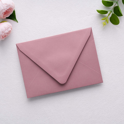 NingsPaper 50 Pieces  A7 Euro Flap Gold Foil Liner Envelopes, 5x7 Dusty Rose Envelopes