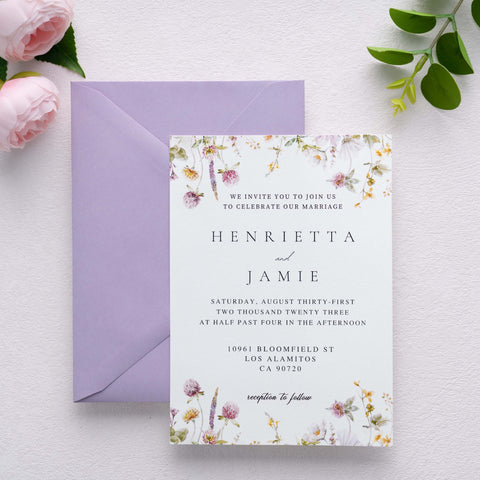 NingsPaper 50 Pieces  A7 Euro Flap Gold Foil Liner Envelopes, 5x7 Lilac Envelopes