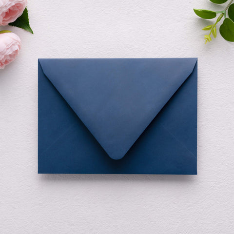 NingsPaper 50 Pieces  A7 Euro Flap Gold Foil Liner Envelopes, 5x7 Navy Blue Envelopes