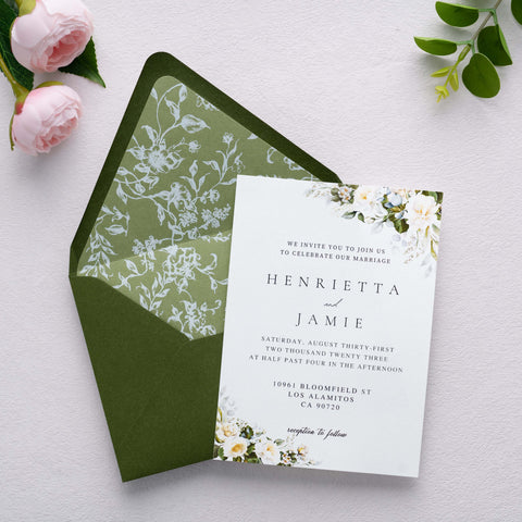 NingsPaper 50 Pieces  A7 Euro Flap White Foil Liner Envelopes, 5x7 Olive Green Envelopes