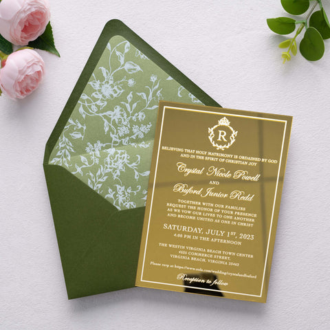NingsPaper 50 Pieces  A7 Euro Flap White Foil Liner Envelopes, 5x7 Olive Green Envelopes