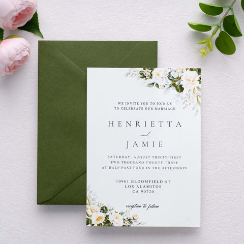 NingsPaper 50 Pieces  A7 Euro Flap Gold Foil Liner Envelopes, 5x7 Olive Green Envelopes