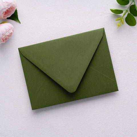 NingsPaper 50 Pieces  A7 Euro Flap Gold Foil Liner Envelopes, 5x7 Olive Green Envelopes