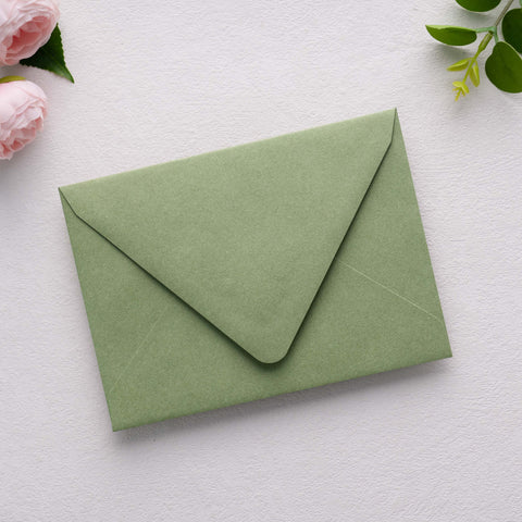 NingsPaper 50 Pieces  A7 Euro Flap Olive Green Gold Foil Liner Envelopes, 5x7 Sage Green Envelopes