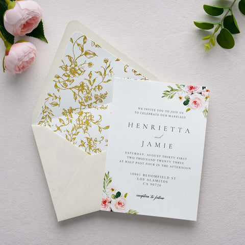 NingsPaper 50 Pieces  A7 Euro Flap Gold Foil Liner Envelopes, 5x7 Shiny Ivory Envelopes