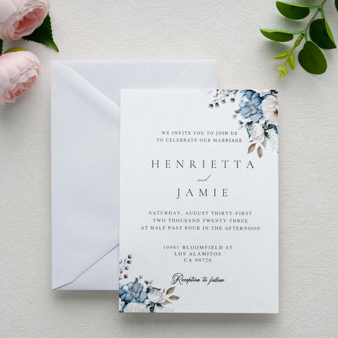 NingsPaper 50 Pieces  A7 Euro Flap Dusty Blue White Foil Liner Envelopes, 5x7 White Envelopes