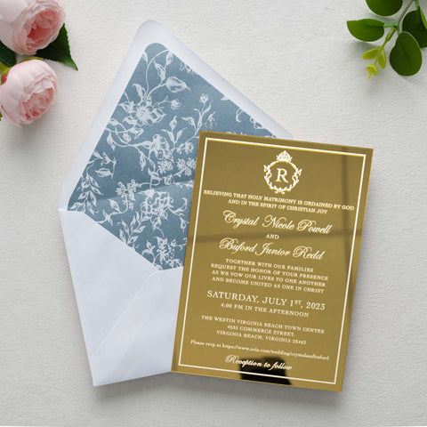 NingsPaper 50 Pieces  A7 Euro Flap Dusty Blue White Foil Liner Envelopes, 5x7 White Envelopes