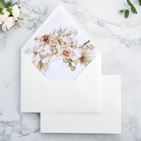 NingsPaper 50 Pieces  A7 Envelopes, Euro Flap Liner 5x7 Ivory Boho Envelopes