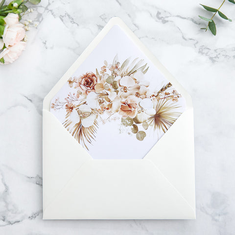 NingsPaper 50 Pieces  A7 Envelopes, Euro Flap Liner 5x7 Ivory Boho Envelopes