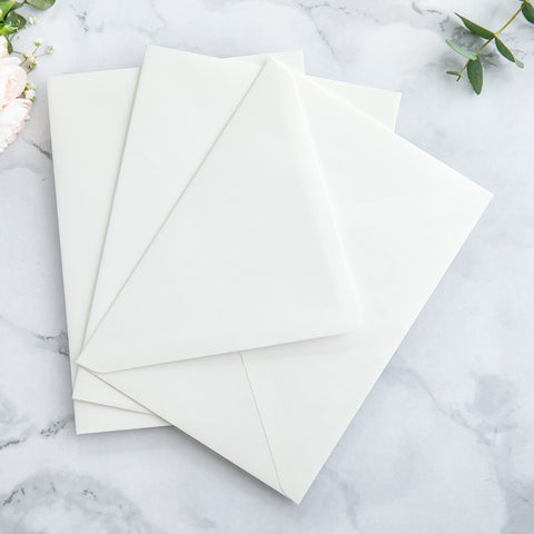 NingsPaper 50 Pieces Ivory Boho Floral Liner Euro Flap Envelopes for  Wedding Invitation Card