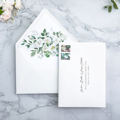 NingsPaper 50 Pieces  A7 Envelopes, Euro Flap Liner 5x7 Ivory Whiteflower Envelopes