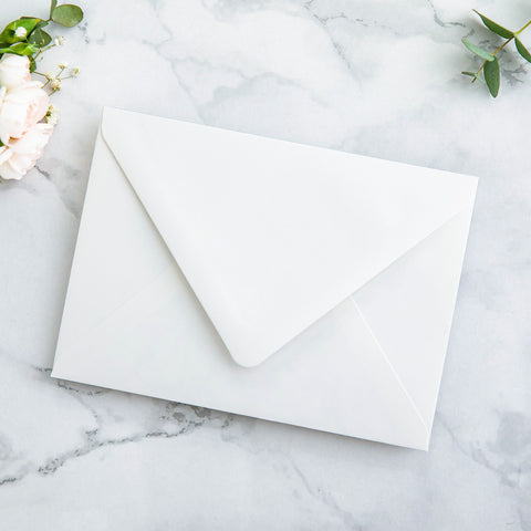 NingsPaper 50 Pieces  A7 Envelopes, Euro Flap Liner 5x7 Ivory Whiteflower Envelopes