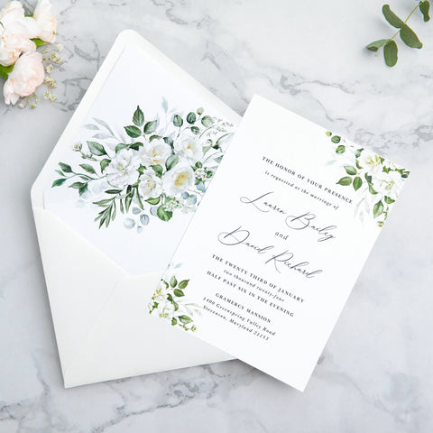 NingsPaper 50 Pieces Ivory Floral Liner Euro Flap Envelopes for  Wedding Invitation Card