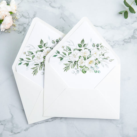 NingsPaper 50 Pieces Ivory Floral Liner Euro Flap Envelopes for  Wedding Invitation Card