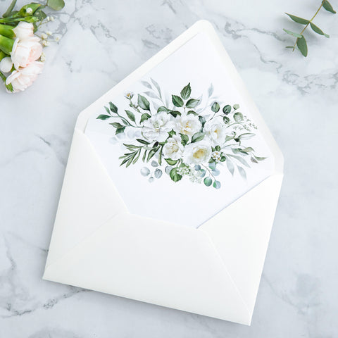 NingsPaper 50 Pieces Ivory Floral Liner Euro Flap Envelopes for  Wedding Invitation Card