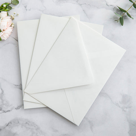 NingsPaper 50 Pieces  A7 Envelopes, Euro Flap Liner 5x7 Ivory Wildflower Envelopes