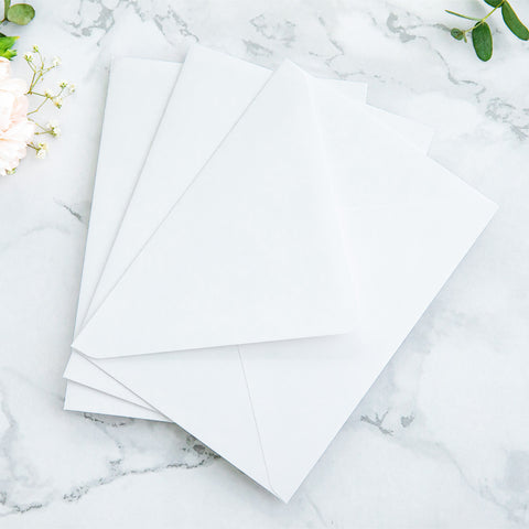 NingsPaper 50 Pieces  A7 Envelopes, Euro Flap Dusty Blue Liner 5x7 White Envelopes