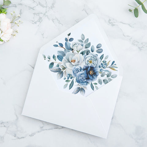 NingsPaper 50 Pieces  A7 Envelopes, Euro Flap Dusty Blue Liner 5x7 White Envelopes