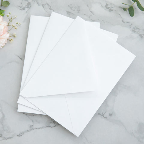 NingsPaper 50 Pieces  Sage Green Leaves Liner Euro Flap White Envelopes for  Wedding Invitation Card
