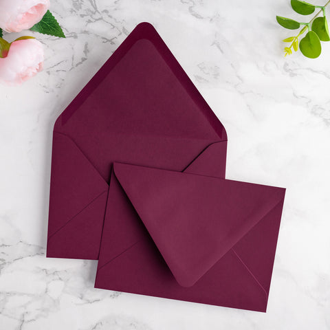 NingsPaper 50 Pieces A7 Euro Flap Envelopes, Burgundy 5x7 Envelopes