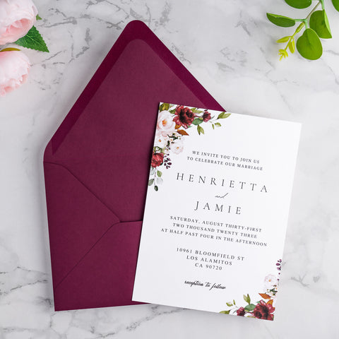 NingsPaper 50 Pieces A7 Euro Flap Envelopes, Burgundy 5x7 Envelopes