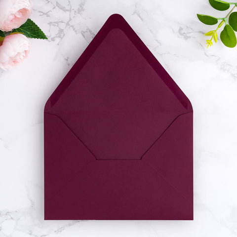 NingsPaper 50 Pieces A7 Euro Flap Envelopes, Burgundy 5x7 Envelopes
