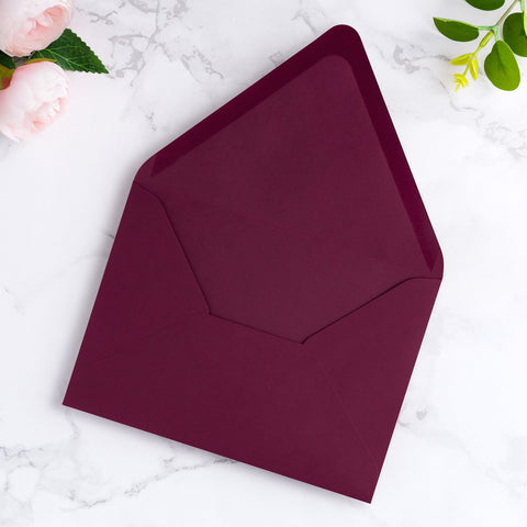 NingsPaper 50 Pieces A7 Euro Flap Envelopes, Burgundy 5x7 Envelopes