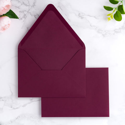 NingsPaper 50 Pieces A7 Euro Flap Envelopes, Burgundy 5x7 Envelopes