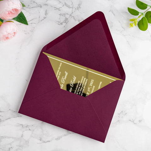 NingsPaper 50 Pieces A7 Euro Flap Envelopes, Burgundy 5x7 Envelopes