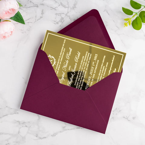 NingsPaper 50 Pieces A7 Euro Flap Envelopes, Burgundy 5x7 Envelopes