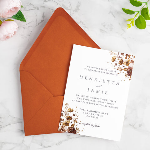 NingsPaper 50 Pieces A7 Euro Flap Envelopes, Burnt Orange 5x7 Envelopes