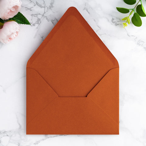 NingsPaper 50 Pieces A7 Euro Flap Envelopes, Burnt Orange 5x7 Envelopes