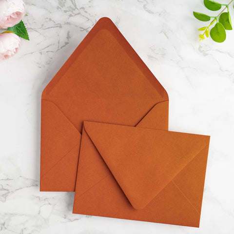 NingsPaper 50 Pieces A7 Euro Flap Envelopes, Burnt Orange 5x7 Envelopes