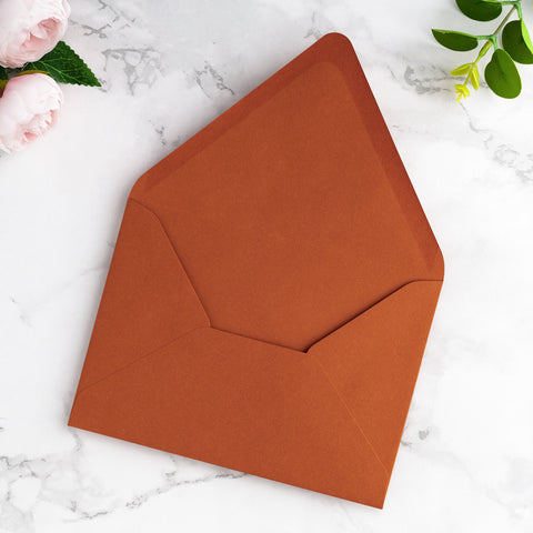 NingsPaper 50 Pieces A7 Euro Flap Envelopes, Burnt Orange 5x7 Envelopes
